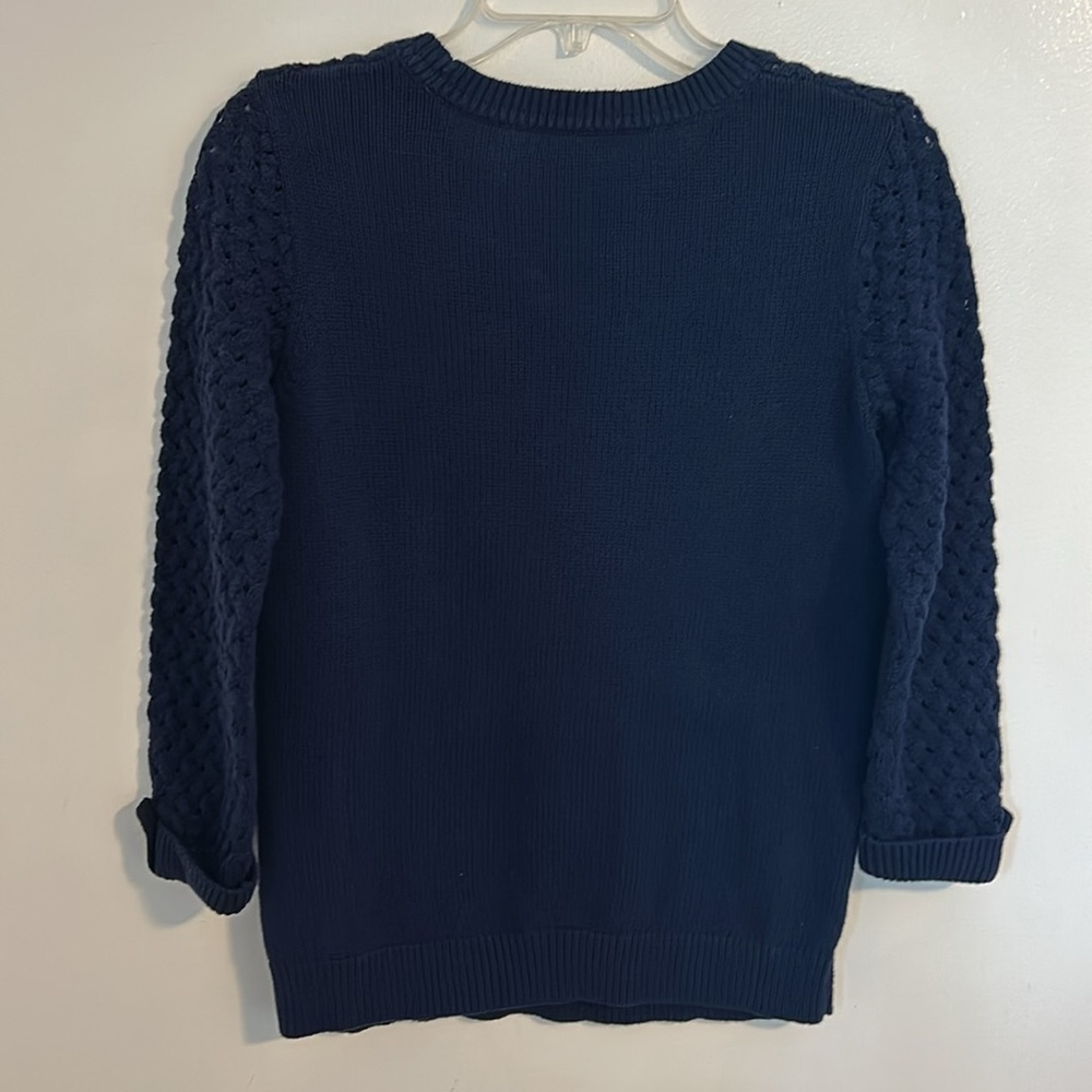 Lilly Pulitzer Navy Blue Open Knit Crewneck Sweater - Picture 10 of 14